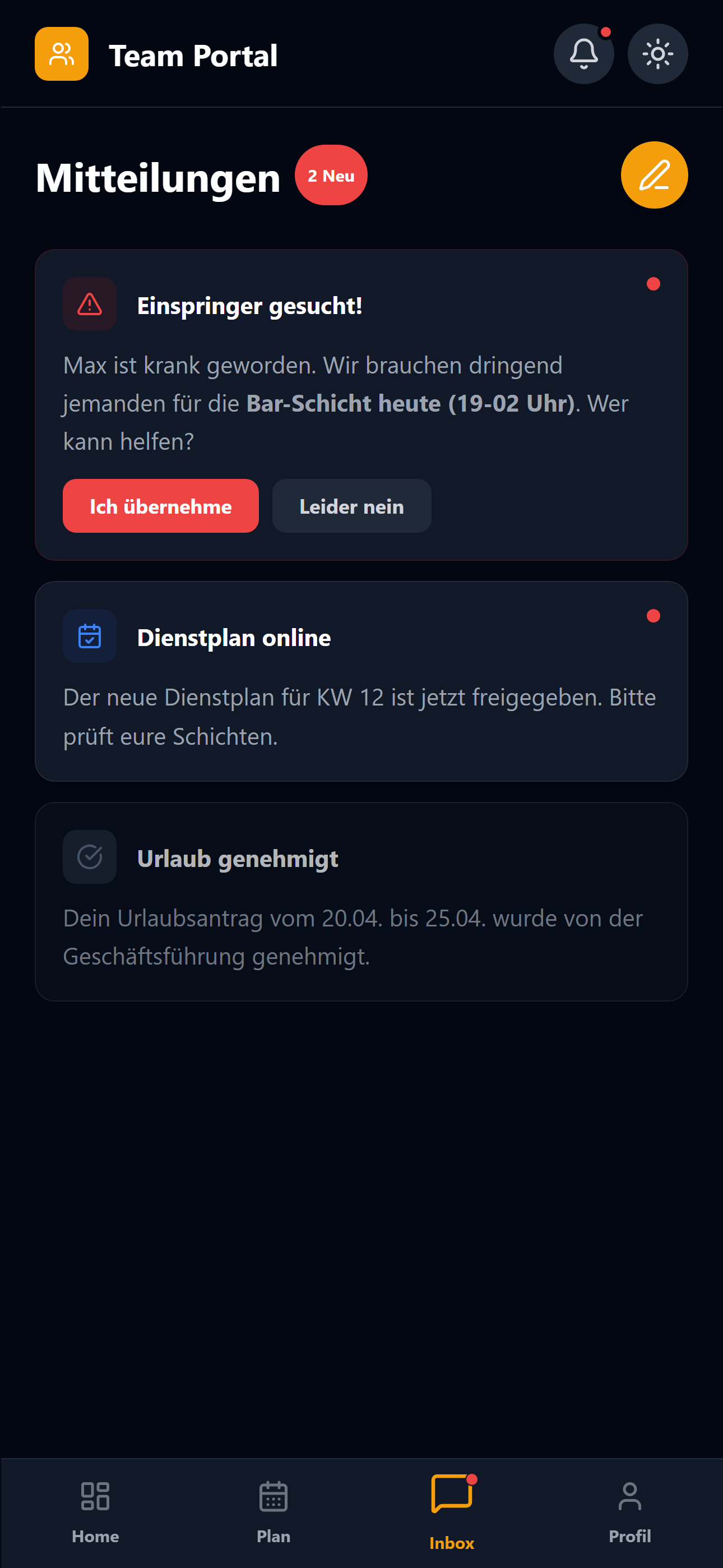Dark Mode Screen